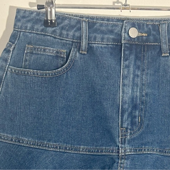 Western Jean Midi Bohemian Style Skirt Indigo 30 waist with stretch & pockets - Picture 6 of 7